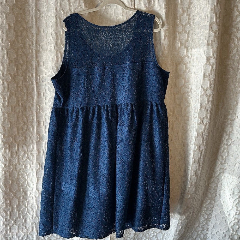 Lane Bryant Sleeveless Cocktail Dress Sz 24 Lace Overlay Cerulean Blue Evening